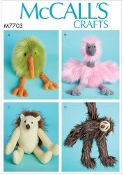 7703 PLUSH FURRY FLEECE STUFFED FUN TOYS PATTERN UNCUT